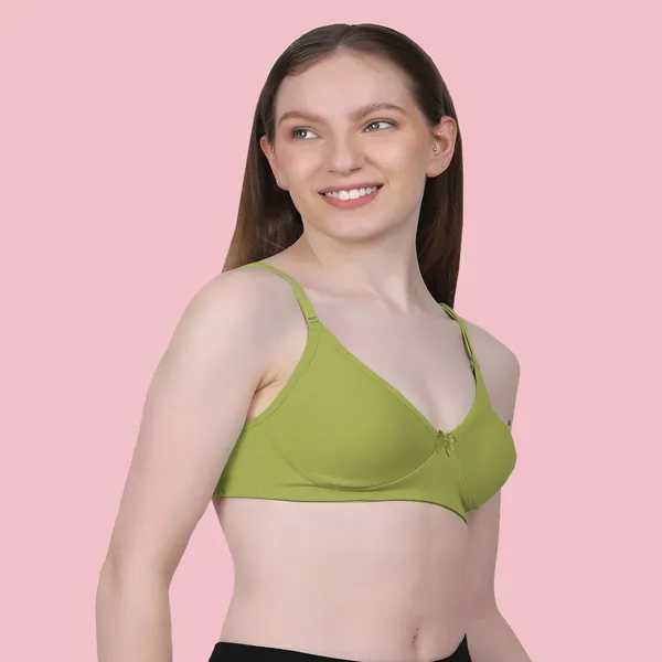 Mustard_Green_Cotton_Blend_Comfirt_Fit_Non_Padded_&_Wire-Free_Seamless_Bra_For_Women