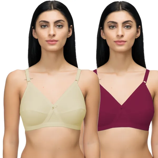 Arise_Beauty_full_coverage_Combo_(Beige/Magenta),_non_padded,_wire_free,_hosiery_Bra