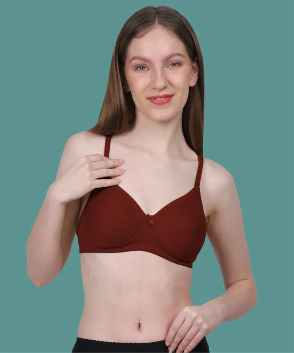 Arise_Beauty_Comfirt_Fit_Maroon_T-shirt_Bra,_(Padded),_Wire-free