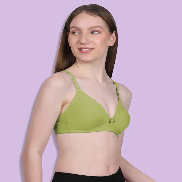 Mustard_Green_Spandex_Smooth_Stretch_Non_Padded_&_Wire-Free_Bra_For_Women