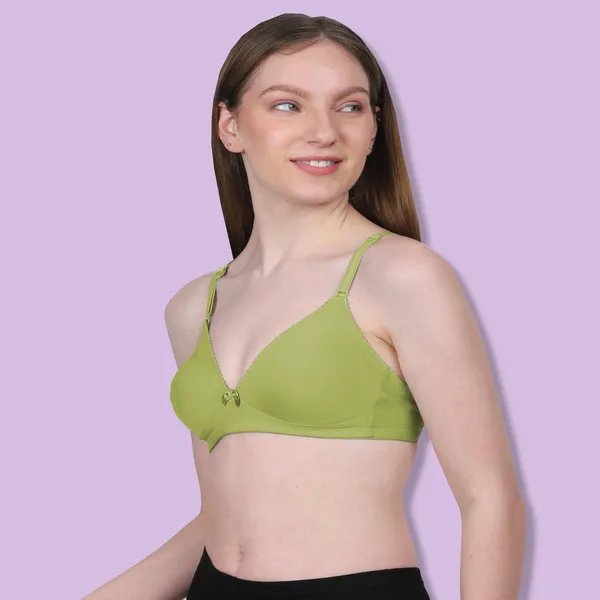Mustard_Green_Spandex_Smooth_Stretch_Non_Padded_&_Wire-Free_Bra_For_Women
