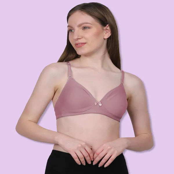 Pink_Spandex_Smooth_Stretch_Non_Padded_&_Wire-Free_Bra_For_Women