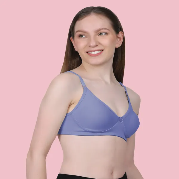 Blue_Cotton_Blend_Comfirt_Fit_Non_Padded_&_Wire-Free_Seamless_Bra_For_Women