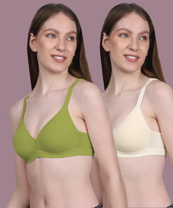 Arise_Beauty_Couture_Comfort_Combo_(M-Green/Beige),_wire-free,_padded-bra