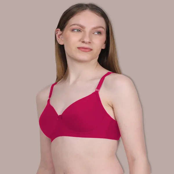 Deep_Pink_Spandex_Luxe_Stretch_Lightly_Padded_&_Wire-Free_Bra_For_Women