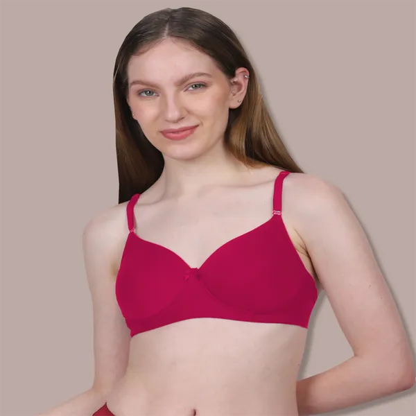 Deep_Pink_Spandex_Luxe_Stretch_Lightly_Padded_&_Wire-Free_Bra_For_Women