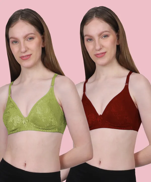 Arise_Beauty_Sleek_Fit_Smooth_Net_Combo_(M-Green/Maroon)_Bra,_Deep_Kneck,_Straight_Back,_Non-padded,_Wire-free