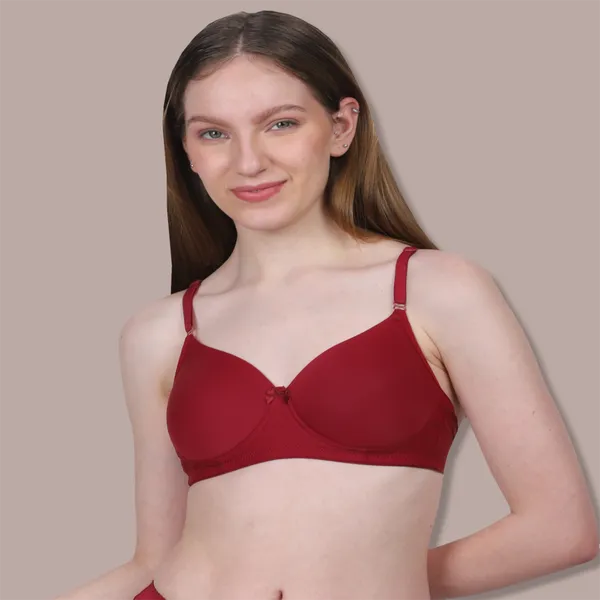 Maroon_Spandex_Luxe_Stretch_Lightly_Padded_&_Wire-Free_Bra_For_Women