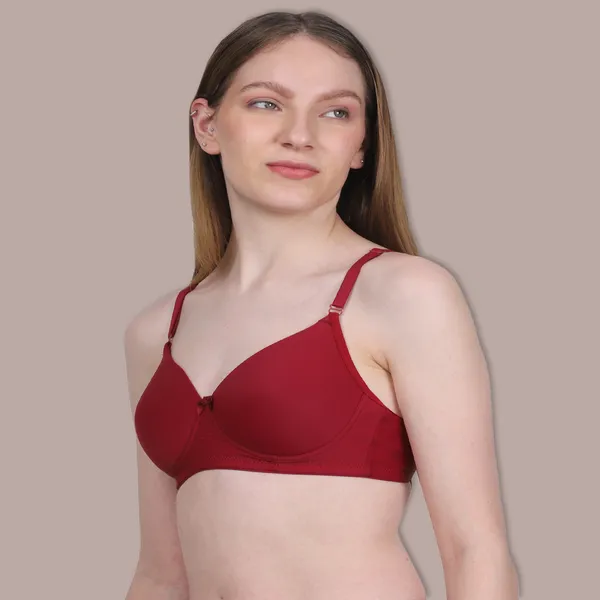 Maroon_Spandex_Luxe_Stretch_Lightly_Padded_&_Wire-Free_Bra_For_Women