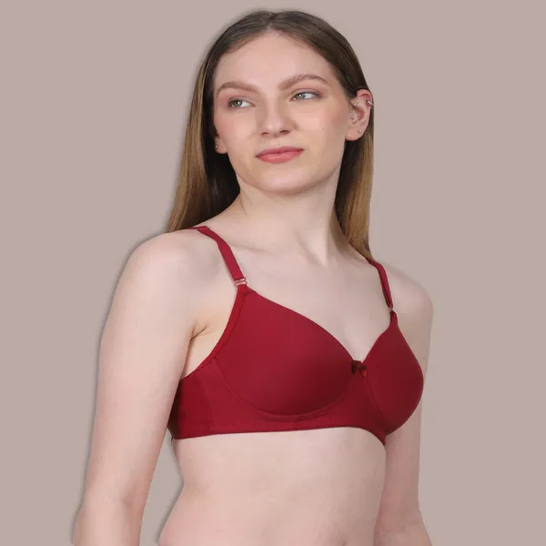 Maroon_Spandex_Luxe_Stretch_Lightly_Padded_&_Wire-Free_Bra_For_Women