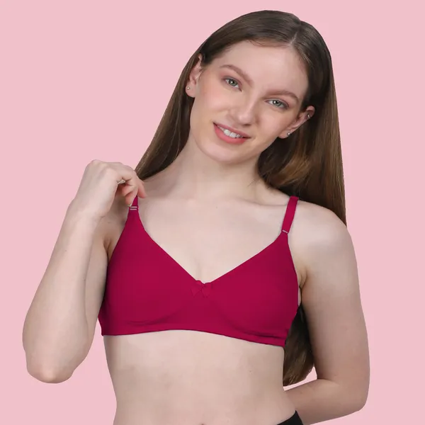 Arise_Beauty_Comfirt_Fit_Combo_(White/Deep-Pink)_T-shirt_Bra,_Non_Padded,_Wire-free