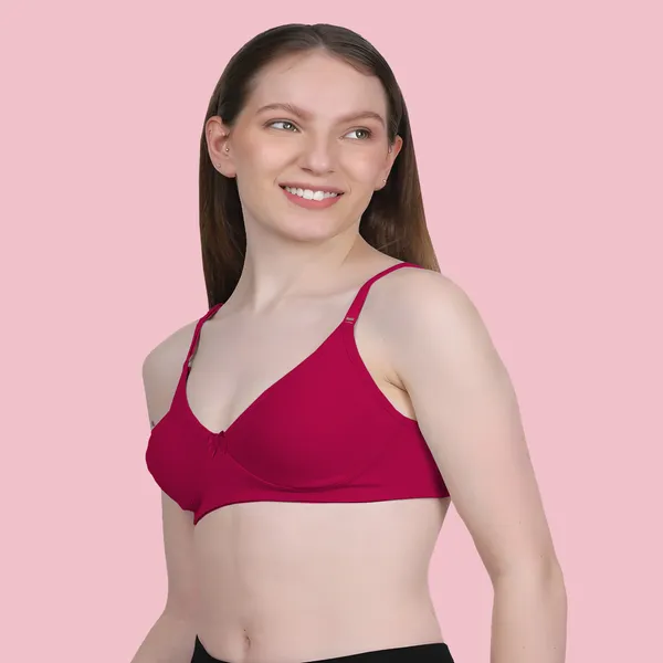 Deep_Pink_Cotton_Blend_Comfirt_Fit_Non_Padded_&_Wire-Free_Seamless_Bra_For_Women