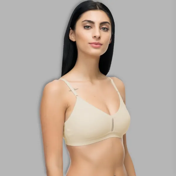 Beige_Cotton_Blend_Airflow_Non-Padded_&_Wire-Free_Sports_Bra_For_Women