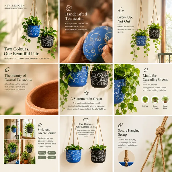 Elephant_Motif_Handcrafted_Terracotta_Hanging_Planters,_Set_of_2_(Blue_&_Black)_|_Jute_Rope_Hanger_|_Indoor_Hanging_Pots_for_Plants,_Balcony_&_Home_Decor_|_11.4cm_Dia_x_10cm_Height
