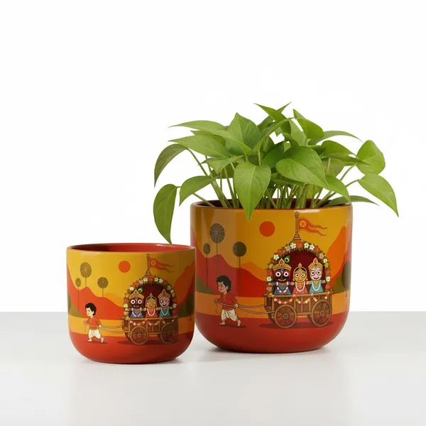 Jagannatha_Cart_Handcrafted_Terracotta_Planter_Set_of_2_(6-inch_+_4-inch)_|_Jagannath_Chariot_Design_Flower_Pots_|_Planters_for_Home_Decor,_Living_Room_&_Pooja_Corner