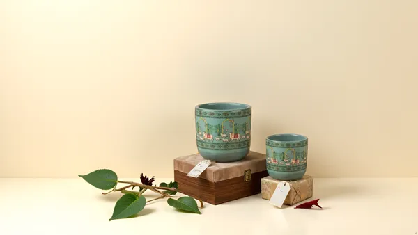 Lalita_Grace_Duo_Pichwai_Planter,_Set_of_2|_6Inch_and_4inch_Terracotta_Planter_for_Home_Decor_|_Glass_coated_Designs_for_Aesthetic_Place