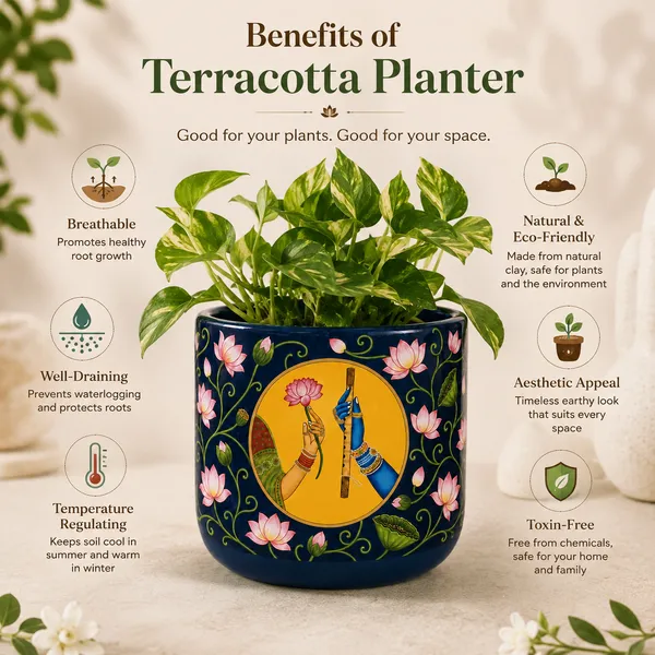 Nivirescent_Goddess_Red_Handcrafted_Terracotta_Planter_for_Indoor_Plants_|_Hand-Painted_Clay_Flower_Pot_|_Decorative_Planters_for_Home_Decor,_Living_Room_&_Pooja_Corner_|_11.4cm_Dia_x_10cm_Height