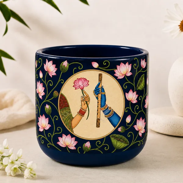 Radha-Krishna_Indigo_Handcrafted_Terracotta_Planter_for_Indoor_Plants_|_Lotus_Flower_Pot_for_Living_Room_|_Decorative_Planters_for_Home_Decor_&_Pooja_Corner_|_11.4cm_Dia_x_10cm_Height