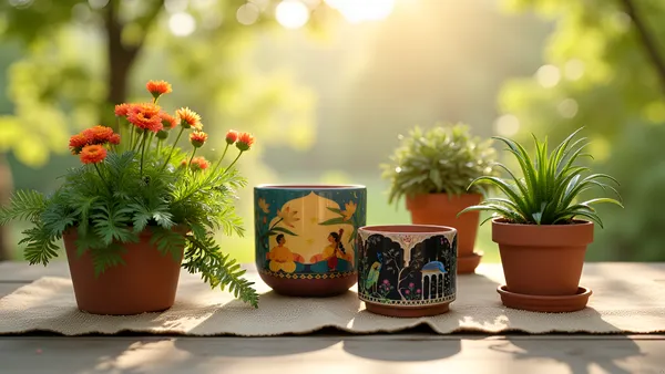 Sthira_Pair_Terracotta_Planter_Set_of_2,_Royal_Peacock_Design,_Multicolour_Cylindrical_Flower_Pot_for_Home_Decor