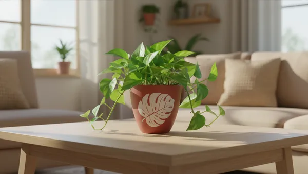 Terra_Roo_Terracotta_Planter_with_Monstera_Leaf_Design,_Matte_Finish,_Cylindrical,_Medium,_12.4_cm_Diameter,_Indoor_Decorative_Pot