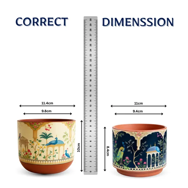 Veera_Duo_Terracotta_Planter_Set_of_2,_Royal_Peacock_Design,_Multicolour_Cylindrical_Flower_Pot_for_Home_Decor