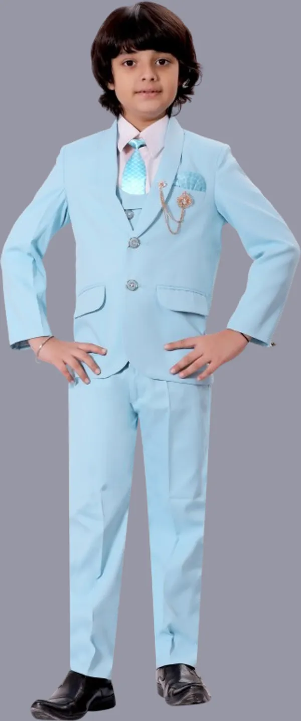 Light_Blue_Cotton_Blend_5_Piece_Coat_Suit_Set_With_Shirt,_Pant,_Waistcoat_&_Tie_For_Boys_Solid_For_Boys