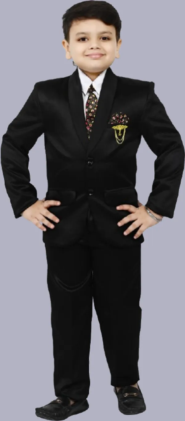 Black_Silk_Blend_Bt_Dezines_Coat_Pant_Suit_Set:_Shirt,_Pants,_Coat,_And_Tie_For_Kids_Solid_For_Boys