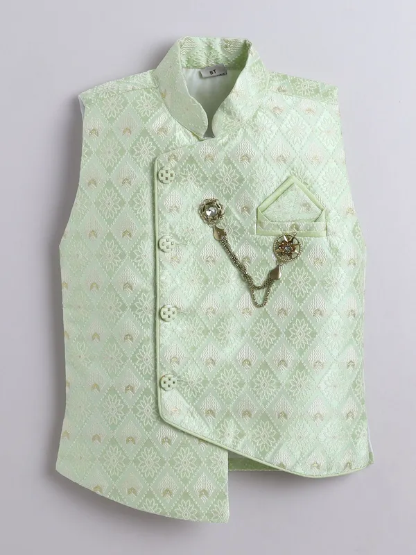 Pista_Pure_Silk_Kurta,_Waistcoat_And_Pyjama_Set_Embroidered_For_Boys