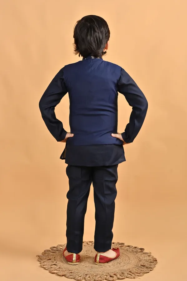 Navy_Blue_Pure_Cotton_Kurta,_Waistcoat_And_Pyjama_Set_Embellished_For_Boys
