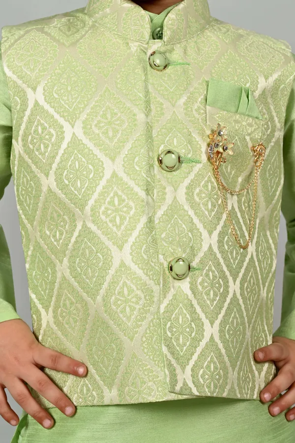 Pista_Cotton_Blend_Kurta,_Waistcoat_And_Dhoti_Pant_Set_Ethnic_Motifs_For_Boys