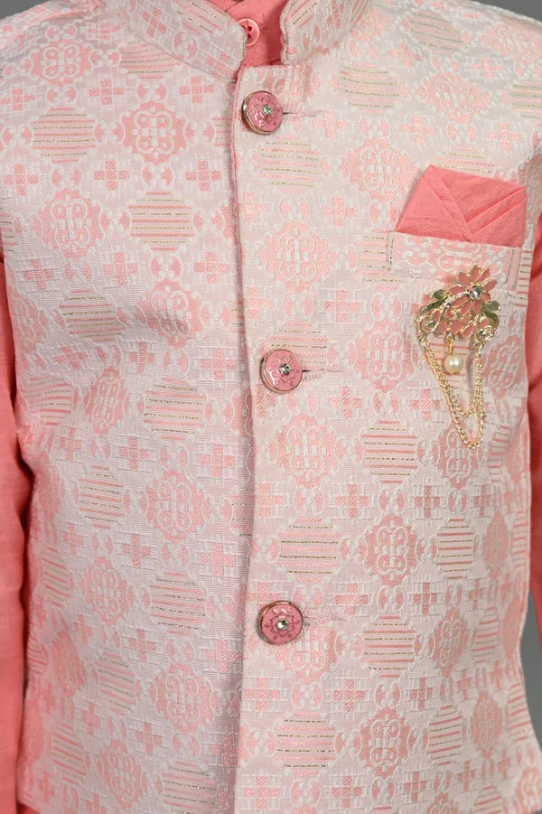 Pink_Cotton_Silk_Kurta,_Waistcoat_And_Dhoti_Pant_Set_Ethnic_Motifs_For_Boys