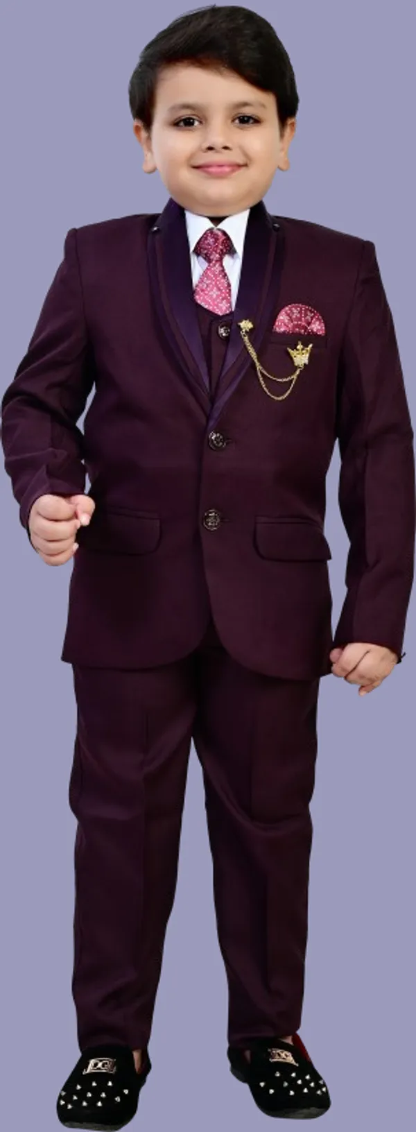Brown_Polyester_5_Piece_Coat_Pant_Suit_Set_Solid_For_Boys