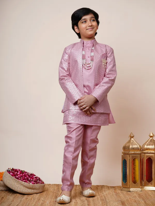 Onion_Pink_Cotton_Silk_Kurta,_Waistcoat_And_Pyjama_Set_Ethnic_Motifs_For_Boys