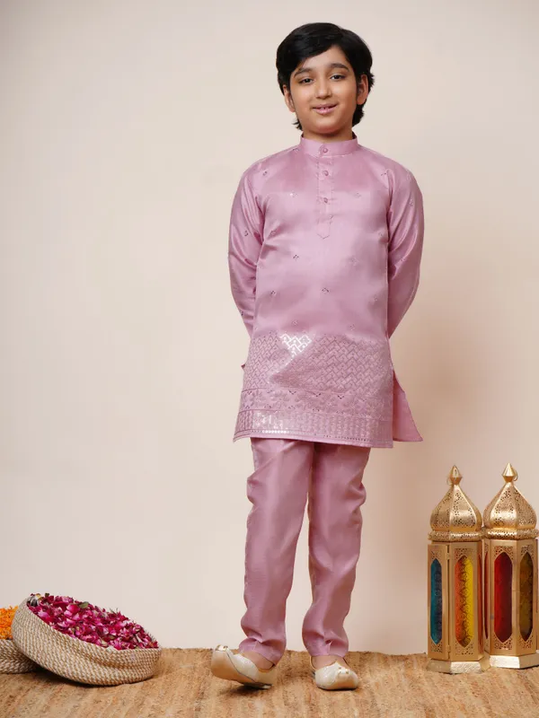 Onion_Pink_Cotton_Silk_Kurta,_Waistcoat_And_Pyjama_Set_Ethnic_Motifs_For_Boys