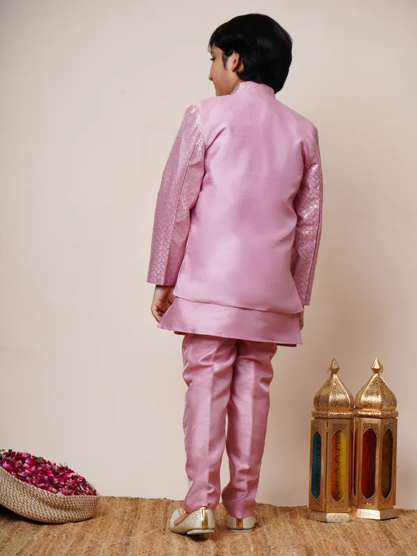 Onion_Pink_Cotton_Silk_Kurta,_Waistcoat_And_Pyjama_Set_Ethnic_Motifs_For_Boys
