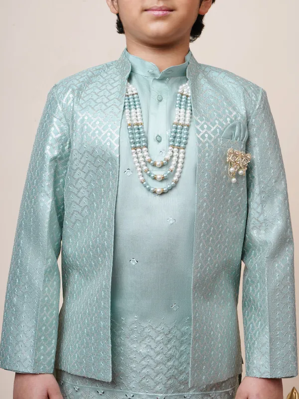 Sky_Blue_Cotton_Silk_Kurta,_Waistcoat_And_Pyjama_Set_Ethnic_Motifs_For_Boys
