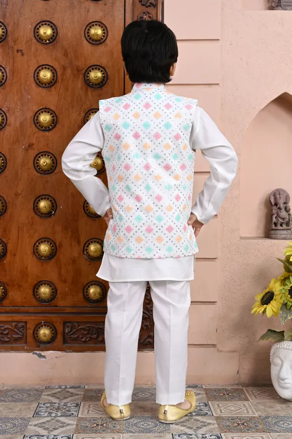 Multicolor_Cotton_Blend_Kurta,_Waistcoat_And_Pyjama_Set_Embellished_|Embroidered_For_Boys