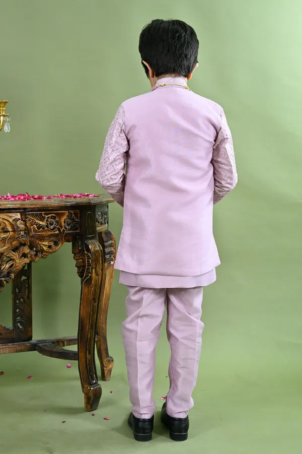 Lavender_Cotton_Silk_Sherwani_And_Churidar_Set_Embroidered_For_Boys