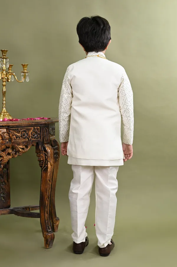 White_Cotton_Silk_Sherwani_And_Churidar_Set_Embroidered_For_Boys