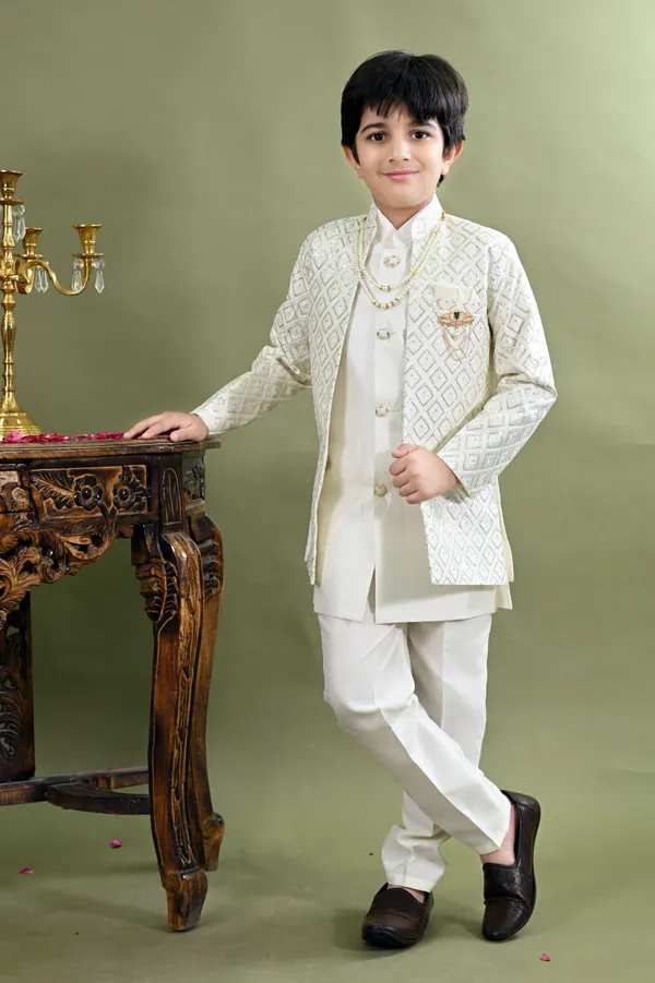 White_Cotton_Silk_Sherwani_And_Churidar_Set_Embroidered_For_Boys