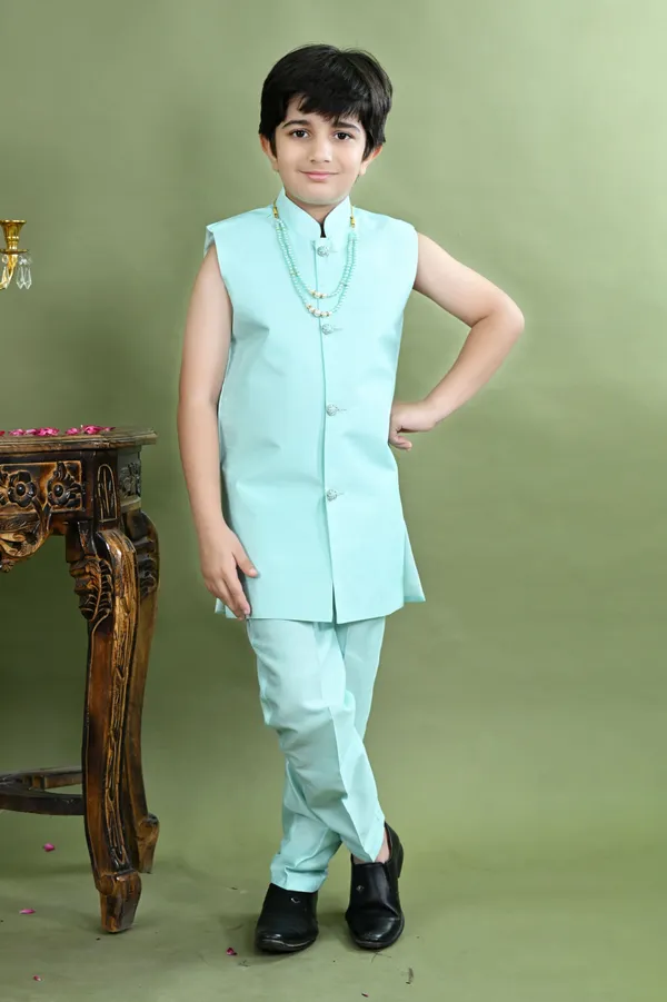 Sea_Green_Cotton_Silk_Sherwani_And_Churidar_Set_Embroidered_For_Boys
