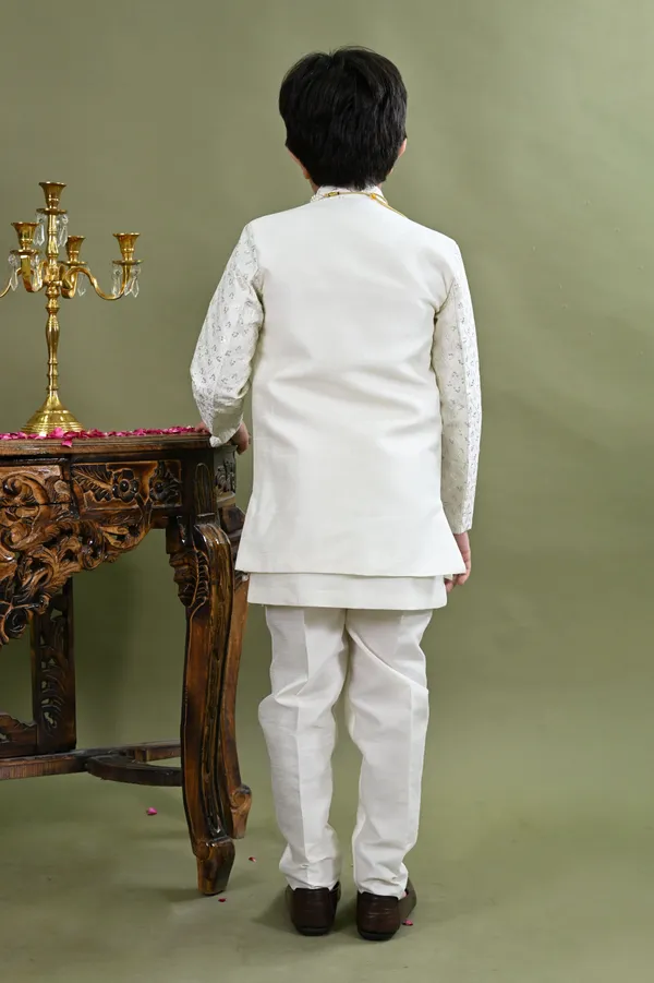 White_Cotton_Silk_Sherwani_And_Churidar_Set_Embroidered_For_Boys