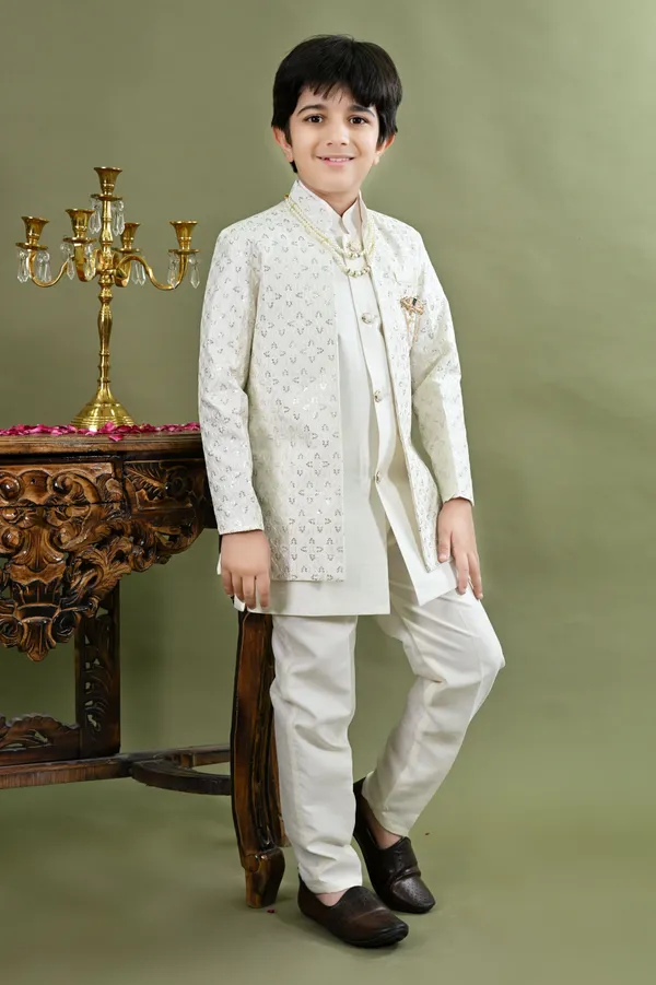 White_Cotton_Silk_Sherwani_And_Churidar_Set_Embroidered_For_Boys