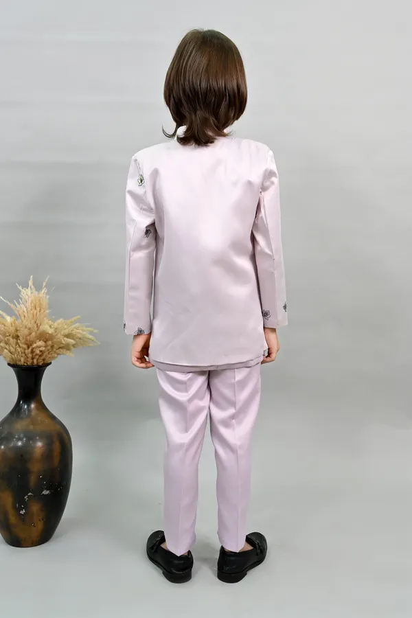 Lilac_Satin_Blend_Sherwani_And_Churidar_Set_Embroidered_For_Boys