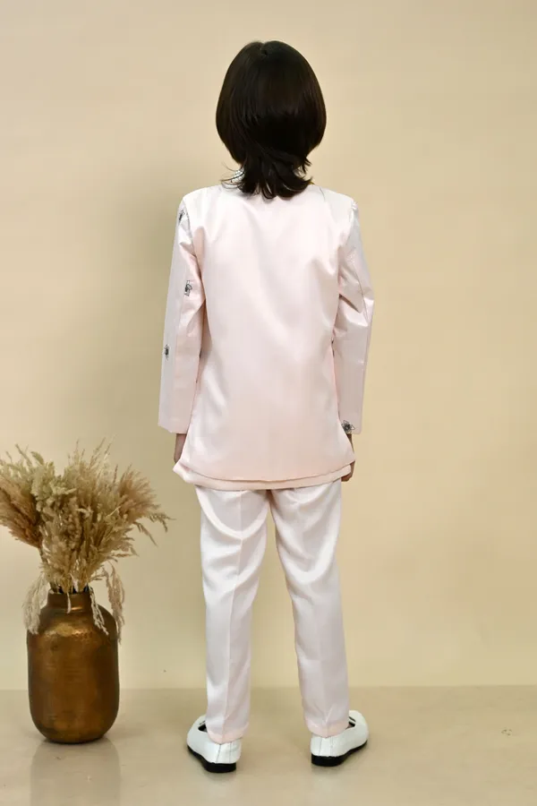 Soft_Pink_Satin_Blend_Sherwani_And_Churidar_Set_Embroidered_For_Boys