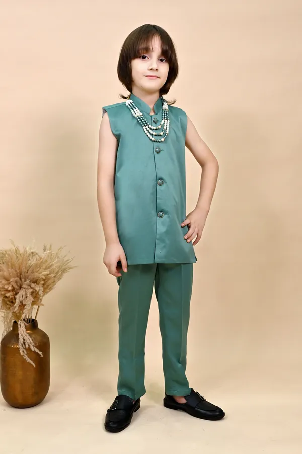 Sea_Green_Satin_Blend_Sherwani_And_Churidar_Set_Ethnic_Motifs_For_Boys