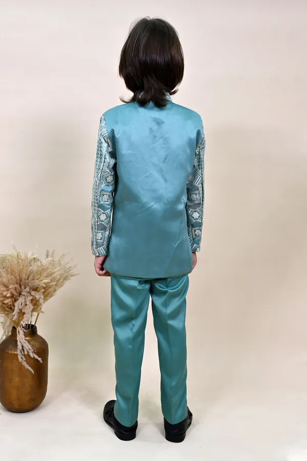 Sea_Green_Satin_Blend_Sherwani_And_Churidar_Set_Ethnic_Motifs_For_Boys