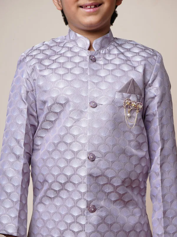 Lilac_Jacquard_Sherwani_And_Churidar_Set_Ethnic_Motifs_For_Boys