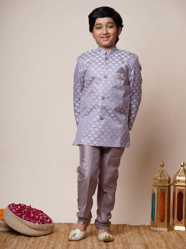 Lilac_Jacquard_Sherwani_And_Churidar_Set_Ethnic_Motifs_For_Boys