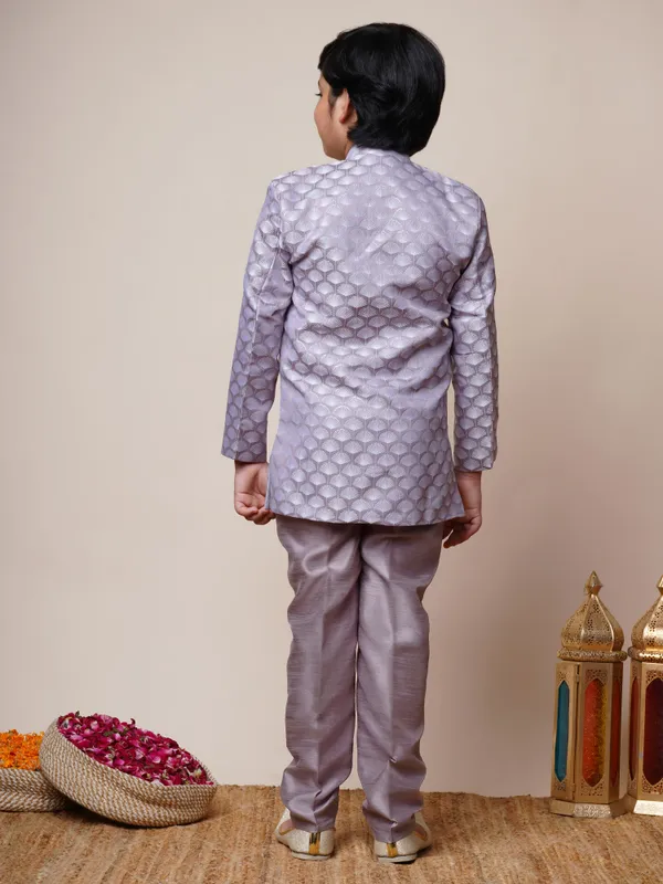 Lilac_Jacquard_Sherwani_And_Churidar_Set_Ethnic_Motifs_For_Boys